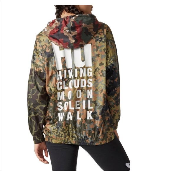 adidas Jackets & Blazers - ADIDAS PHARRELL WILLIAMS HU HIKING CAMO WINDBREAKR, SIZE SMALL